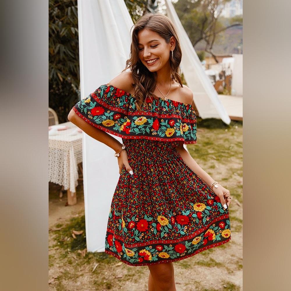 New-Off Shoulder Sun Dress